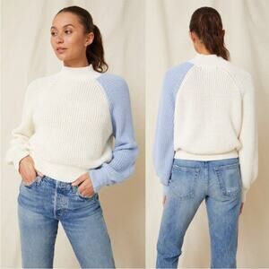 AMO Tahoe Knit Ribbed Mock Sweater Pullover Sz S